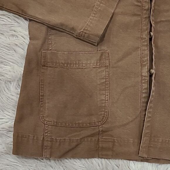 J jill womens brown tencel and linen button down womens jacket size medium - Picture 2 of 7